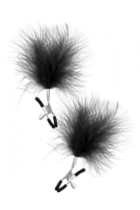 Зажимы на соски с черными пуховыми кисточками Sweet Caress Feather Nipple Clumps - Sweet Caress - купить с доставкой в Волжском
