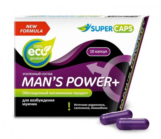 Возбуждающее средство для мужчин Mans Power plus - 10 капсул (0,35 гр.) +1 в подарок - SuperCaps - купить с доставкой в Волжском