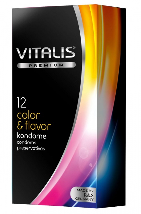 Цветные ароматизированные презервативы VITALIS PREMIUM color   flavor - 12 шт. - Vitalis - купить с доставкой в Волжском