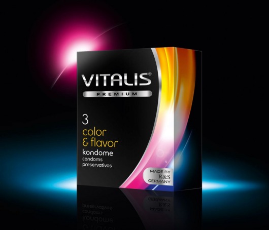 Цветные ароматизированные презервативы VITALIS PREMIUM color   flavor - 3 шт. - Vitalis - купить с доставкой в Волжском