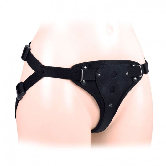 Черный пояс-трусики в комплекте с коннектором и насадкой - Notabu - купить с доставкой в Волжском