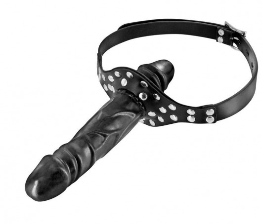 Черный кляп-фаллоимитатор Double Penis Gag - Fetish Tentation - купить с доставкой в Волжском