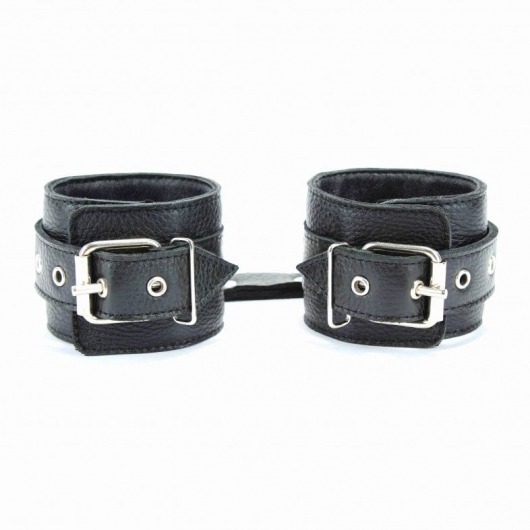 Чёрные кожаные оковы с клепками - БДСМ Арсенал - купить с доставкой в Волжском