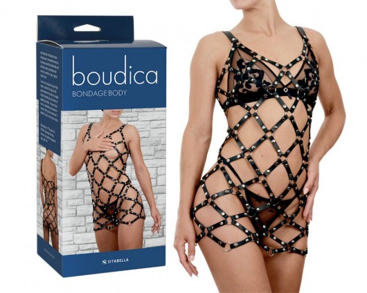 Черное платье Boudica в виде сетки из кожаных полос - Sitabella купить с доставкой