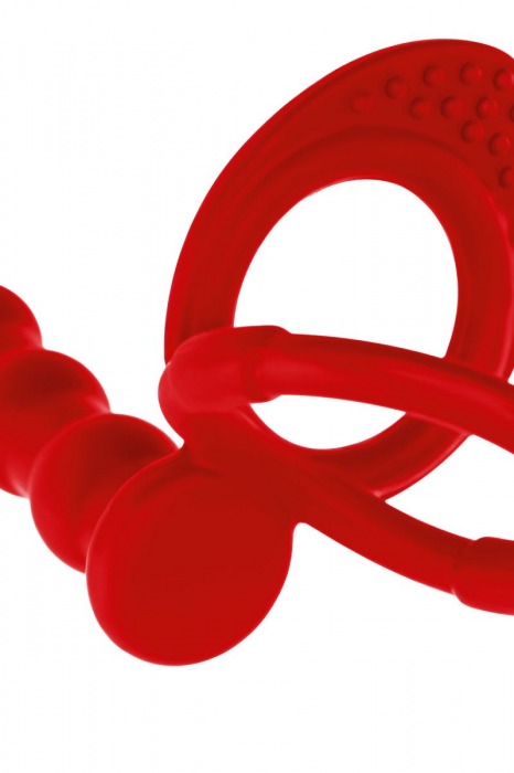 Красная насадка на пенис для двойного проникновения - 19,5 см. - ToyFa - купить с доставкой в Волжском