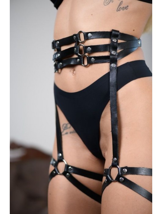 Кожаные гартеры на поясе Esteria - БДСМ Арсенал - купить с доставкой в Волжском