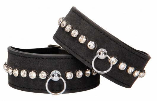 Черные поножи Diamond Studded Ankle Cuffs - Shots Media BV - купить с доставкой в Волжском