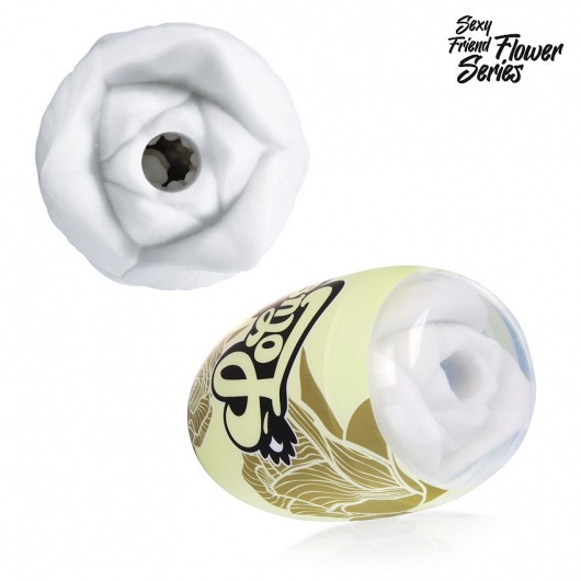 Белый нереалистичный мастурбатор в форме бутона цветка Lotus - 1137 - в Волжском купить с доставкой