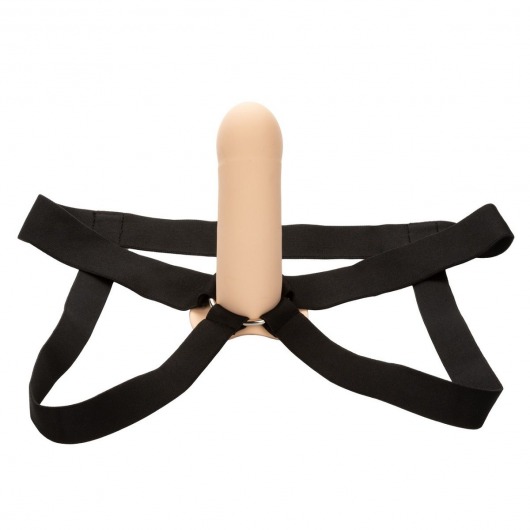 Телесный фаллопротез из силикона Extension with Harness - 15,75 см. - California Exotic Novelties - купить с доставкой в Волжском