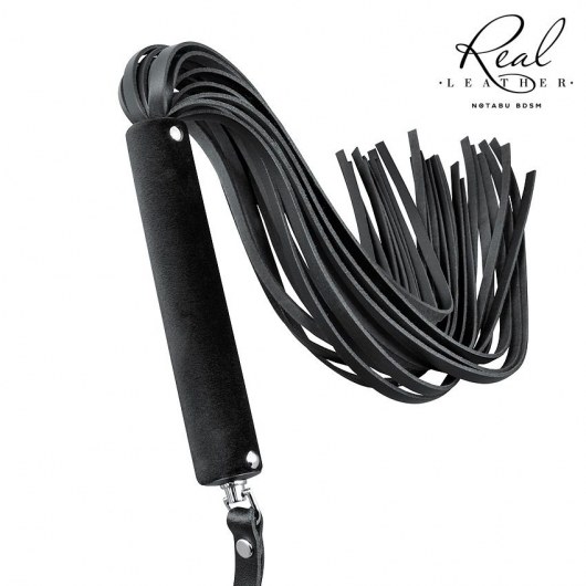Черная кожаная плеть-флоггер - 84 см. - Notabu - купить с доставкой в Волжском