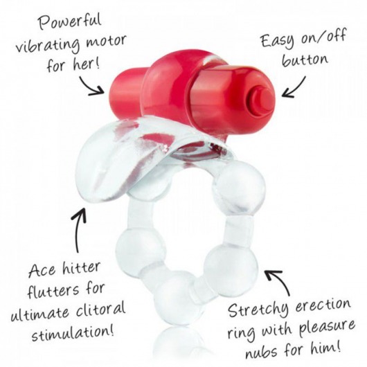 Виброкольцо с язычком и красным виброэлементом Overtime - Screaming O - в Волжском купить с доставкой