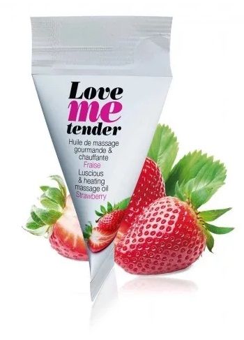 Съедобное согревающее массажное масло Love Me Tender Strawberry с ароматом клубники - 10 мл. - Love to Love - купить с доставкой в Волжском