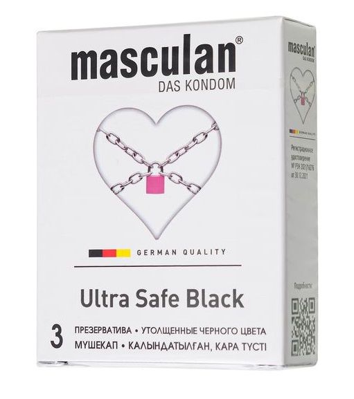 Ультрапрочные презервативы Masculan Ultra Safe Black - 3 шт. - Masculan - купить с доставкой в Волжском