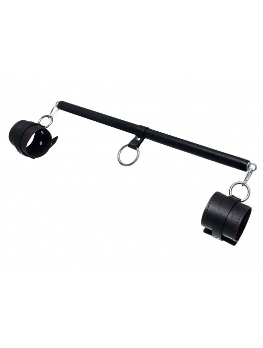 Черная распорка для ног с кожаными манжетами - Pecado - купить с доставкой в Волжском