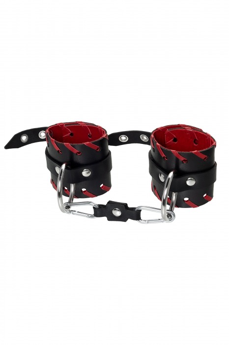 Черно-красные наручники из натуральной кожи - Pecado - купить с доставкой в Волжском