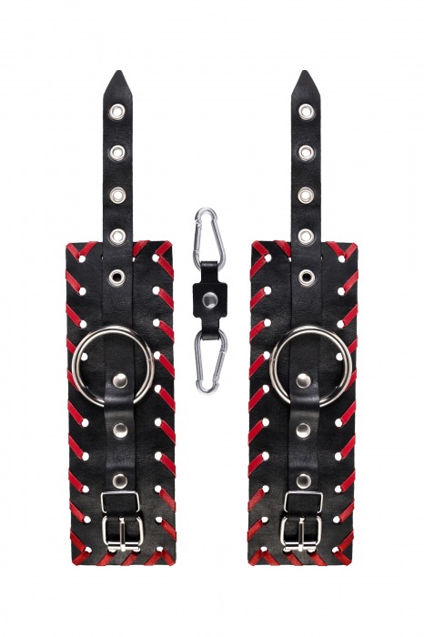 Черно-красные наручники из натуральной кожи - Pecado - купить с доставкой в Волжском