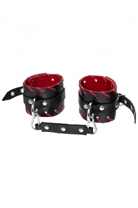 Черно-красные оковы из натуральной кожи - Pecado - купить с доставкой в Волжском