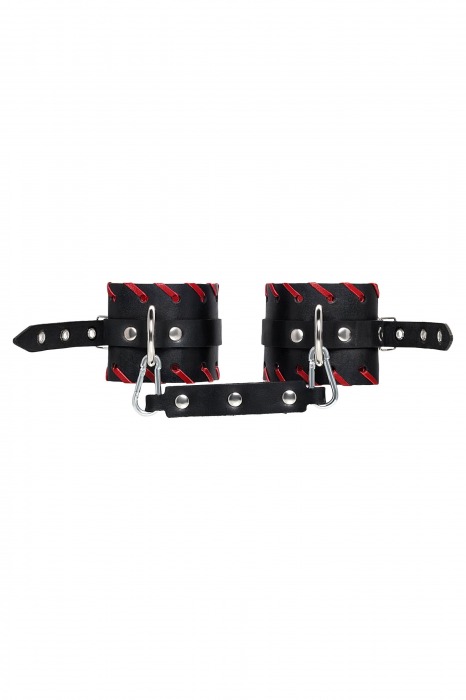 Черно-красные оковы из натуральной кожи - Pecado - купить с доставкой в Волжском