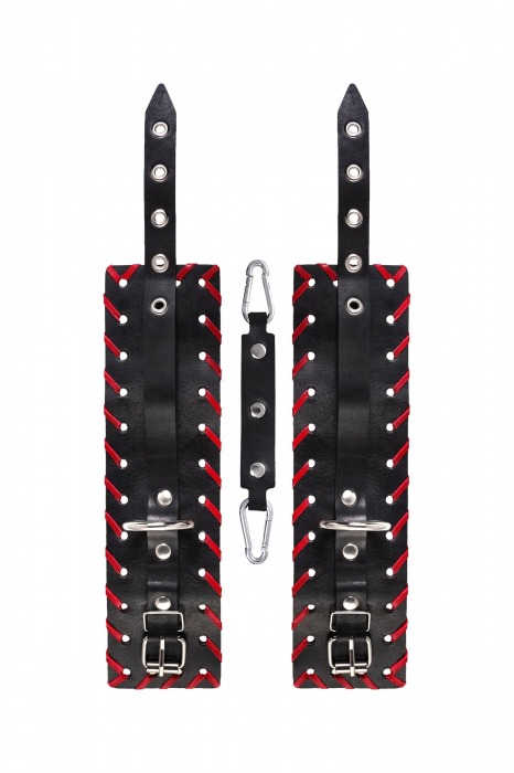 Черно-красные оковы из натуральной кожи - Pecado - купить с доставкой в Волжском