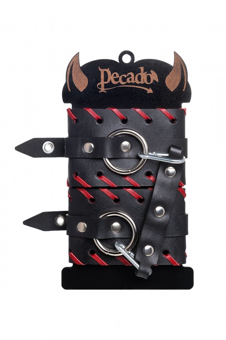 Черно-красные оковы из натуральной кожи - Pecado - купить с доставкой в Волжском