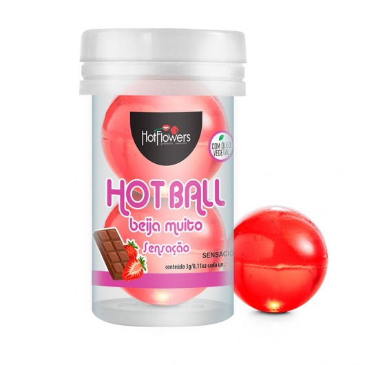 Лубрикант на масляной основе Hot Ball Beija Muito с ароматом шоколада и клубники (2 шарика по 3 гр.) - HotFlowers - купить с доставкой в Волжском