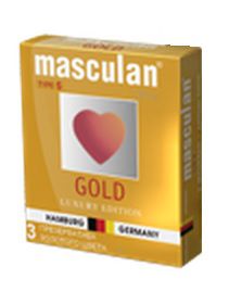 Презервативы Masculan Ultra Gold с золотым напылением и ароматом ванили - 3 шт. - Masculan - купить с доставкой в Волжском