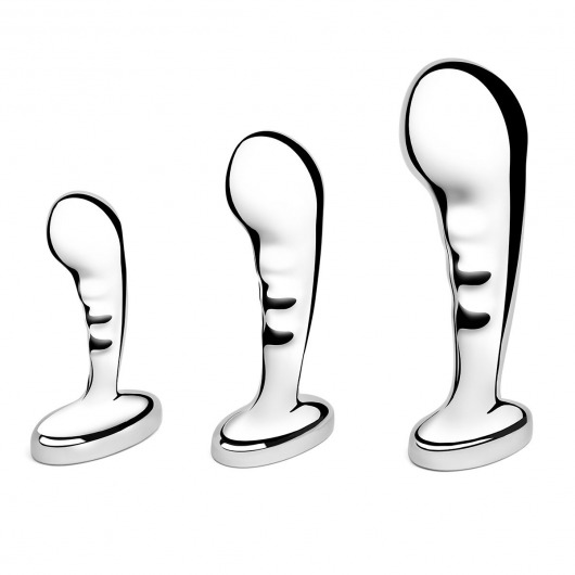 Набор из 3 стальных стимуляторов простаты Stainless Steel P-spot Training Set - b-Vibe - в Волжском купить с доставкой