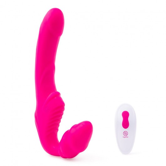Розовый безремневой страпон на радиоуправлении Strapless Together - 22 см. - Together Toy - купить с доставкой в Волжском