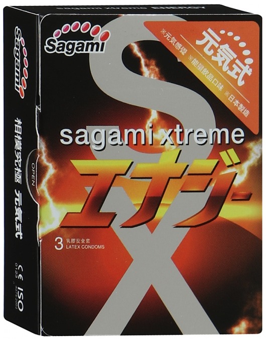 Презервативы Sagami Xtreme ENERGY с ароматом энергетика - 3 шт. - Sagami - купить с доставкой в Волжском