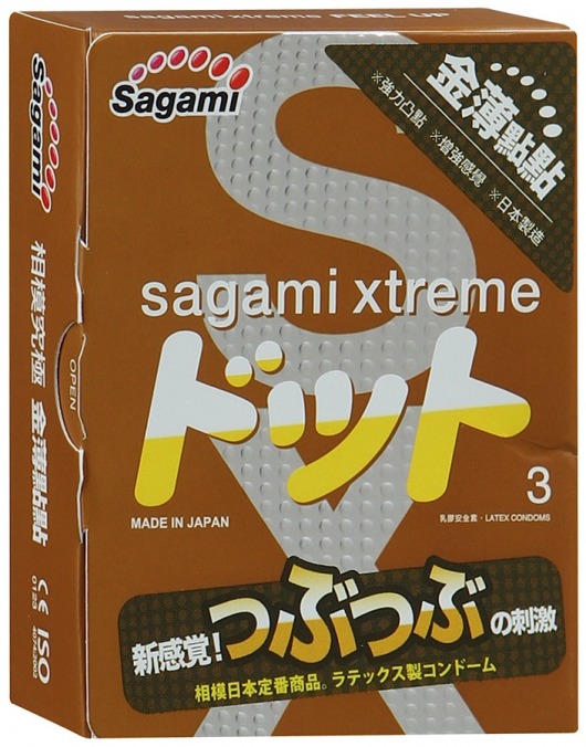 Презервативы Sagami Xtreme FEEL UP с точечной текстурой и линиями прилегания - 3 шт. - Sagami - купить с доставкой в Волжском