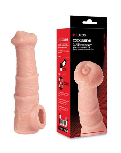 Телесная фантазийная насадка на член Cock Sleeve Size M - KOKOS - в Волжском купить с доставкой