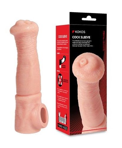 Телесная фантазийная насадка на член Cock Sleeve Size L - KOKOS - в Волжском купить с доставкой