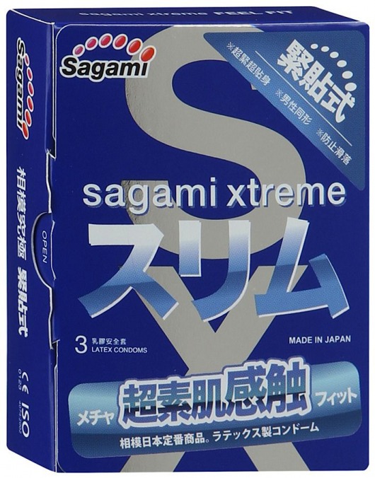 Розовые презервативы Sagami Xtreme FEEL FIT 3D - 3 шт. - Sagami - купить с доставкой в Волжском