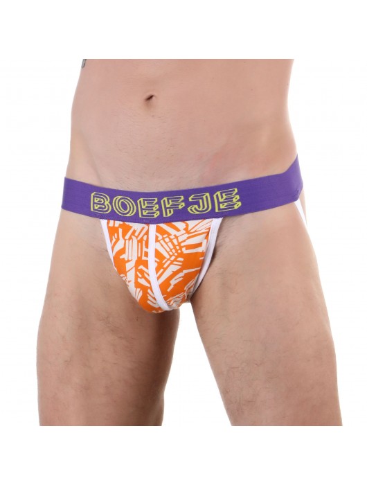 Оранжевые трусы-джоки с принтом и брендированным поясом - Boefje купить с доставкой