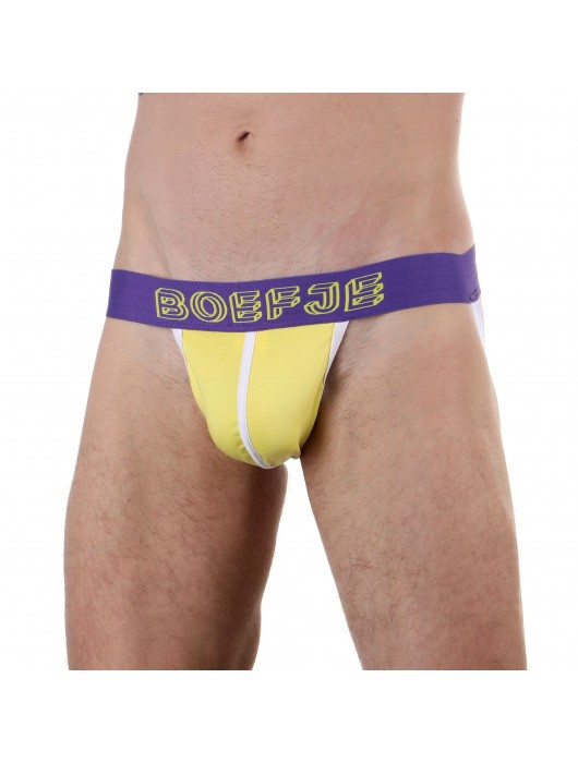 Желтые трусы-джоки с контрастной полосой и брендированным поясом - Boefje купить с доставкой