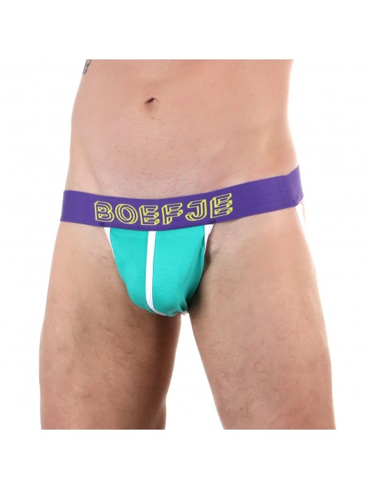 Зеленые трусы-джоки с контрастной полосой и брендированным поясом - Boefje купить с доставкой