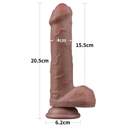 Коричневый фаллоимитатор 8 Dual Layered Silicone - 20,5 см. - Lovetoy