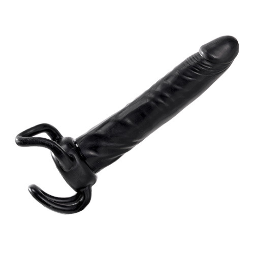 Чёрная насадка-фаллос для двойного проникновения INFLATABLE DILDO SLIM DONG  - 13,5 см. - Toyz4lovers - в Волжском купить с доставкой