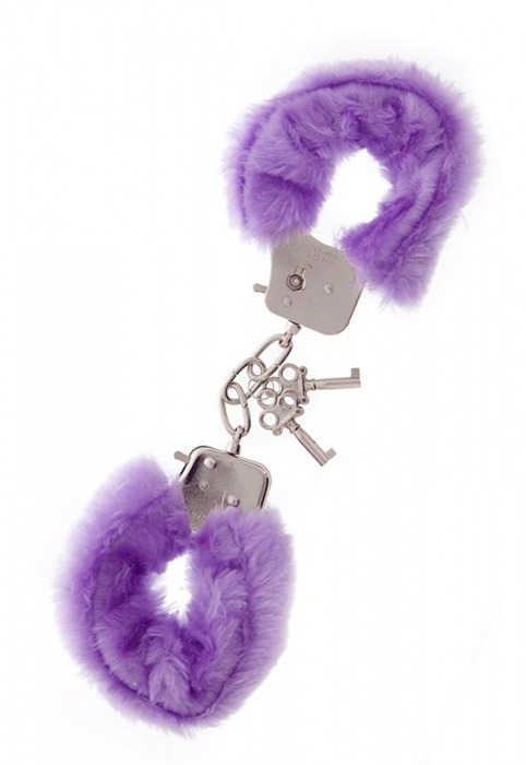 Фиолетовые меховые наручники METAL HANDCUFF WITH PLUSH LAVENDER - Dream Toys - купить с доставкой в Волжском