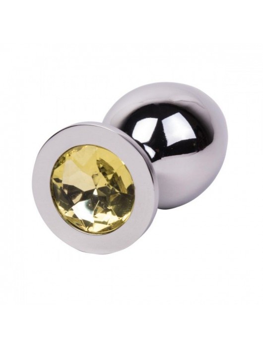 Большой стальной плаг с желтым кристаллом Sweet Lemon - 9,5 см. - Erotic Fantasy - купить с доставкой в Волжском