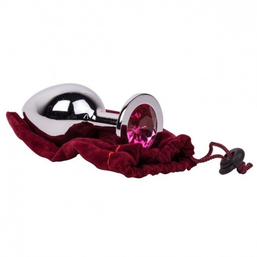 Большой стальной плаг с розовым кристаллом Pink Bubble Gum - 9,5 см. - Erotic Fantasy - купить с доставкой в Волжском