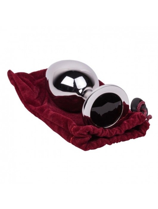 Большой стальной плаг с черным кристаллом Black Rave - 9,5 см. - Erotic Fantasy - купить с доставкой в Волжском