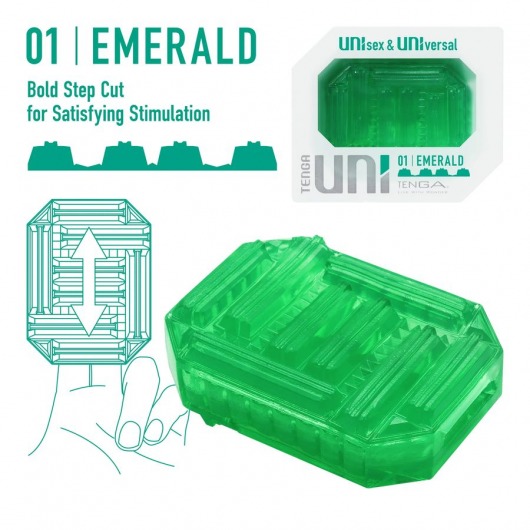 Зеленый мастурбатор-стимулятор Tenga Uni Emerald - Tenga - в Волжском купить с доставкой