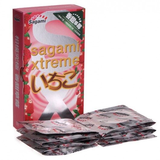 Презервативы Sagami Xtreme Strawberry c ароматом клубники - 10 шт. - Sagami - купить с доставкой в Волжском