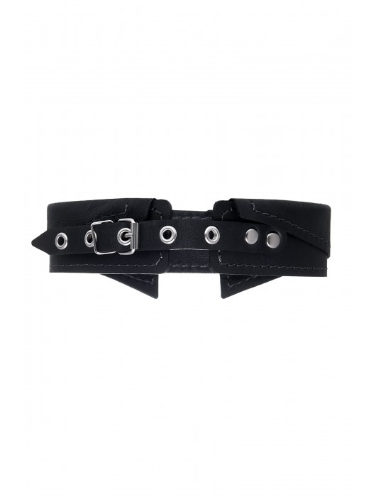 Черный кожаный ошейник-воротник с поводком - Pecado - купить с доставкой в Волжском