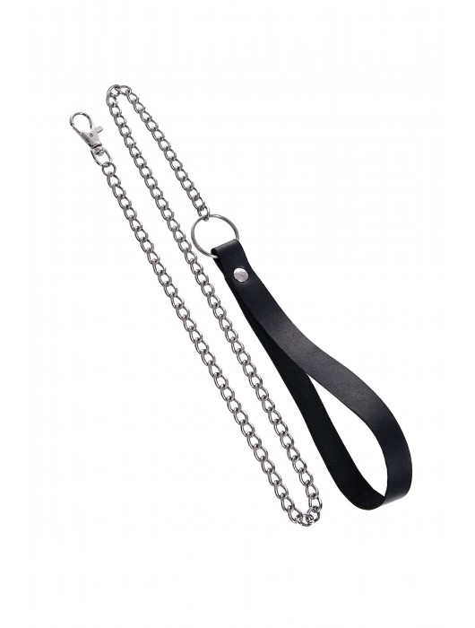 Черный кожаный ошейник-воротник с поводком - Pecado - купить с доставкой в Волжском