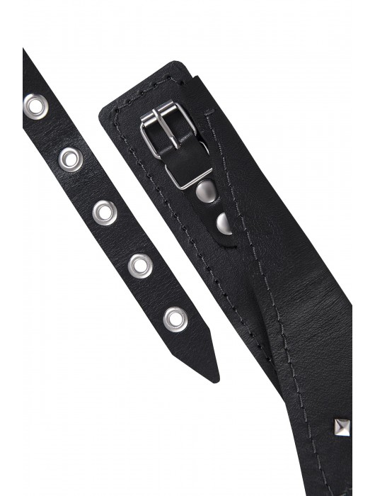 Черный кожаный ошейник-воротник с поводком - Pecado - купить с доставкой в Волжском