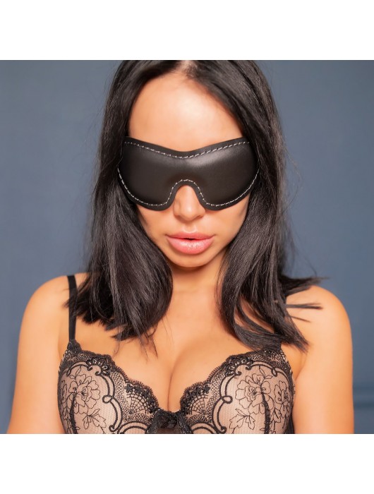 Черная мягкая закрытая маска из натуральной кожи - Crazy Handmade - купить с доставкой в Волжском