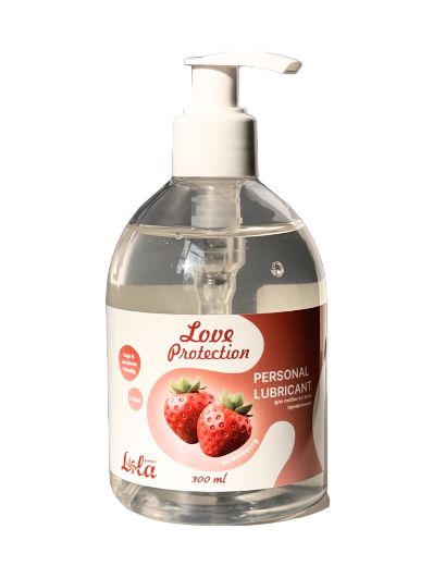 Лубрикант на водной снове Love Protection Strawberry с ароматом клубники - 300 мл. - Lola Games - купить с доставкой в Волжском