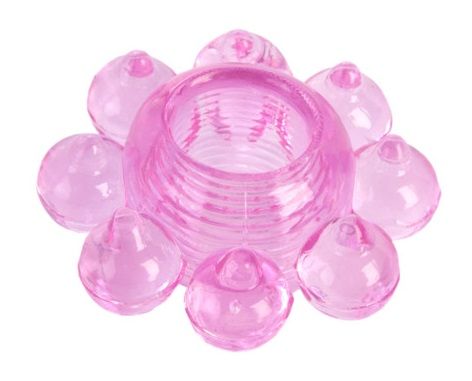 Розовое гелевое эрекционное кольцо-цветок - Toyfa Basic - в Волжском купить с доставкой